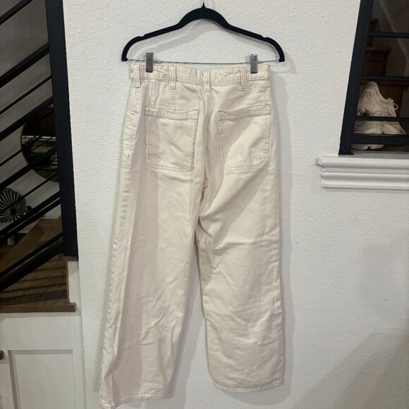 Free People Palmer Cuffed Wide Leg Jeans Cream - Picture 6 of 6